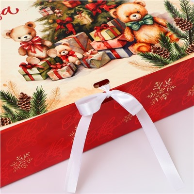 Коробка подарочная новогодняя складная, упаковка «Счастливого Нового года и Рождества», 31×24.5×8 см .