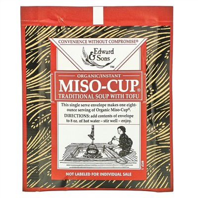 Edward & Sons, Instant Miso-Cup, Traditional with Tofu, 4 Single Servings, 1.3 oz (36 g)