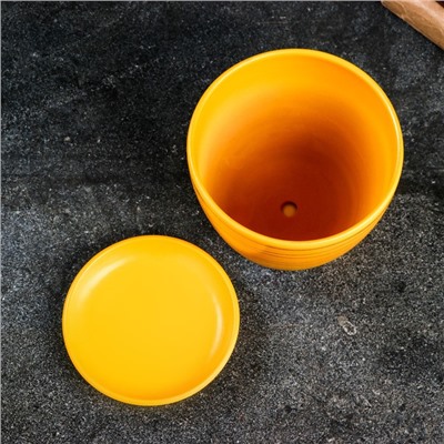 Горшок для цветов «Магнолия», 1.4 л, d=15 см, h=13 см, керамический, с поддоном, жёлтый