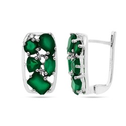 Серьги из серебра зеленый агат, Кайла