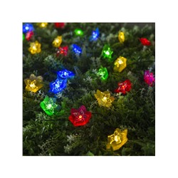 Гирлянда «Нить», 4.5 м, уличная, с насадками «Лилия», IP44, 30 LED, 2 режима, солнечная батарея, тёмная нить, свечение белое