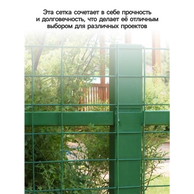 Сетка сварная с ПВХ покрытием, 5×0.5 м, ячейка 50×50 мм, d=1 мм, металл, Greengo