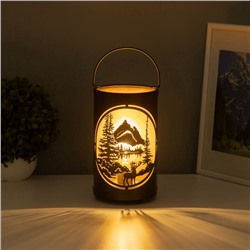 Фигурка светящаяся RISALUX «Закат в лесу», LED-ночник, 3×ААА, чёрный, 12×12×20.5 см