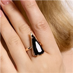 Кольцо 18 р ювелирная бижутерия коллекция "Дубай", покрытие позолота, вставка: фианит, цвет: черный, арт.414.149-18