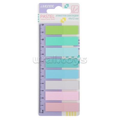Набор самоклеящихся этикеток-закладок "Pastel" пластиковые полупрозрачные 44x12 мм, 8x20 листов, 8 пастельных цветов
