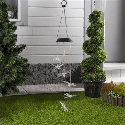 Садовый светильник «Стрекозы», уличный, на солнечной батарее, 6 LED, свечение мульти