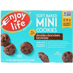 Enjoy Life Foods, Мягкое печенье, брауни с двойным шоколадом, 6 упаковок снеков, 1 oz (28 г) каждый