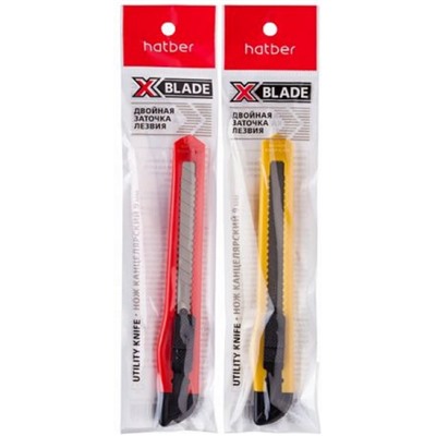 Нож канцелярский  9 мм X-BLADE PUSH-LOCK в пакете (060159) Хатбер