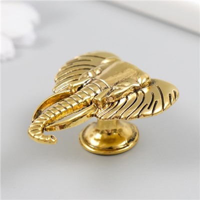 Ручка для шкатулки металл «Голова слона», состаренное золото, 4.5×4.2 см