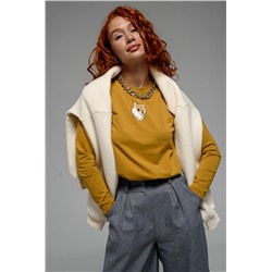 8529/1 футболка с дл.рукавом (Горчичный_сиба-ину)