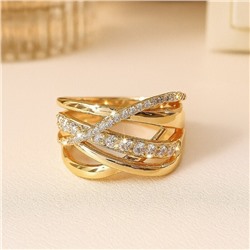 Кольцо 16 р коллекция "Xuping" покрытие позолота, вставка: фианиты, цвет: прозрачный, арт.101.315-16