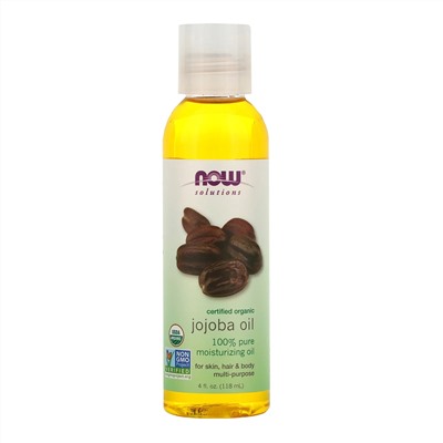 Now Foods, Solutions, сертифицированный органический продукт, масло жожоба, 118 мл (4 жидк. унции)