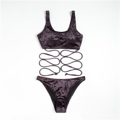 Купальник раздельный с завязками женский MINAKU, фиолетовый, размер 48