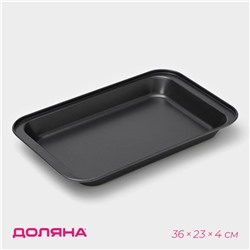 Противень Доляна «Прямоугольник. Жаклин», 36×23×4 см, антипригарное покрытие, чёрный