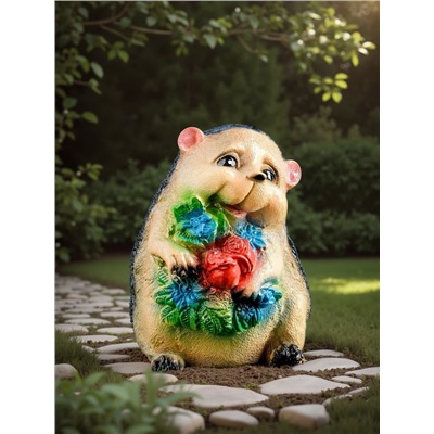 Садовая фигура из гипса «Ежик с цветами», 15×11×12 см