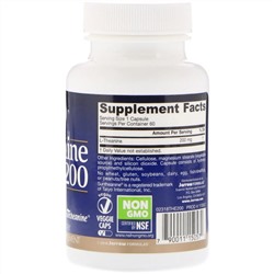Jarrow Formulas, Теанин 200, 200 мг, 60 вегетарианских капсул