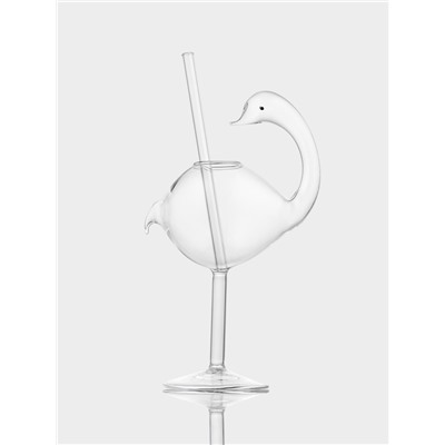 Бокал для коктейля Magistro «Лебедь», 170 мл, 7×20 см, с трубочкой, стекло, прозрачный
