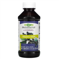 Nature's Way, Sambucus, стандартизированный экстракт бузины, органический сироп, 120 мл (4 жидк. унции)