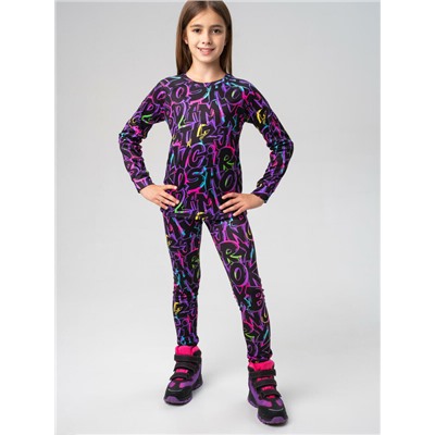 Термокомплект трикот. для девочек: фуфайка (футболка) с длин. рук, брюки