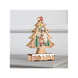 Светодиодная фигура «Ёлка с оленем» 12×20×5 см, дерево, батарейки АААх2 (не в комплекте), свечение тёплое белое