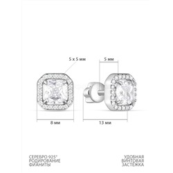 Серьги-пусеты из серебра с фианитами родированные 925 пробы 150053_001