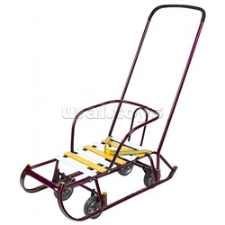 Игрушка. Санки детские "Тимка 6 универсал" (амарантовый лак) не родные спинка толкатель