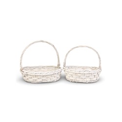 Корзина плетёная для хранения Alba, с ручкой, белая, набор 2 шт.