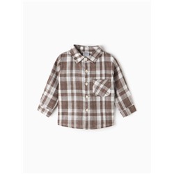 Рубашка для мальчика Крошка Я Муслин, рост 80-86 см, коричневая