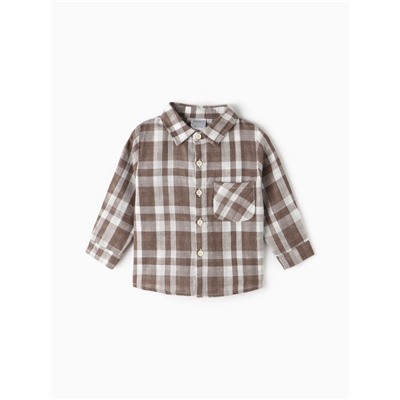 Рубашка для мальчика Крошка Я Муслин, рост 80-86 см, коричневая