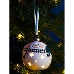 Ёлочный шар с подсветкой «Снеговик», 10×8.6×8.6 см, 1 LED, керамика, от батареек LR44×3, керамика, свечение тёплое белое