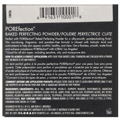 Lorac, POREfection Baked Perfecting Powder, PF1 Fair, 0.32 oz (9 g)