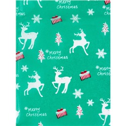 Бумага новогодняя упаковочная тишью «Рождество», зелёная, 50×66 см