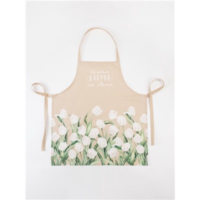 Фартук «Этель. Белые тюльпаны», 60×70 см, 100% хлопок, саржа 190 г/м²