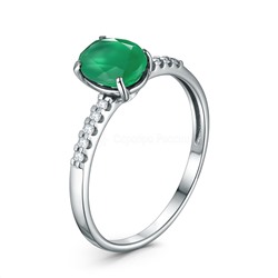 Серьги из серебра с зелёным агатом и фианитами родированные 925 пробы 2-503р40900