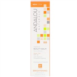Andalou Naturals, BB Beauty Balm, осветляющий бальзам с витамином C, SPF 30, прозрачный, 58 мл (2 жидк. унции)
