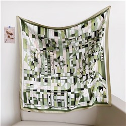 Платок шелковый на голову и шею весенний, мультицвет