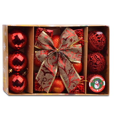 Набор новогодних шаров "Новогодний переполох" красные (6см*16шт)