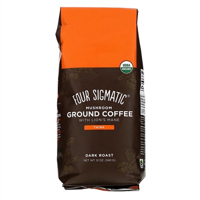 Four Sigmatic, кофейно-грибная смесь с ежовиком гребенчатым, темное прожарки, 340 г (12 унций)