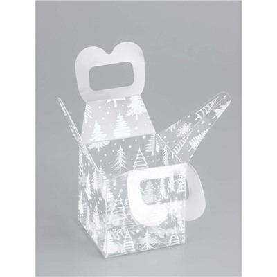 Коробка подарочная новогодняя складная ПВХ «Новый год» 5×5×5 см