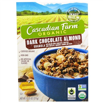 Cascadian Farm, Гранола, органический темный шоколад с миндалем, 375 г (13,25 унции)