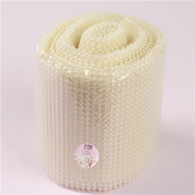 Лента с имитацией жемчуга, 12 см, 9±1 м, цвет молочный