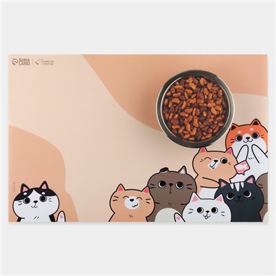 Коврик под миску «Милые котята», 43×28 см