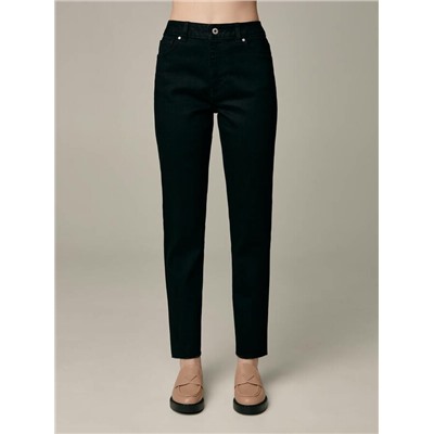Высокая посадка CONTE CON-601 Черные джинсы straight c необработанным краем