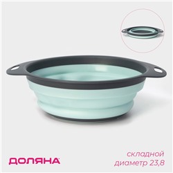 Дуршлаг складной Доляна «Компакт», 29.5×23.8×9 см, бирюзовый