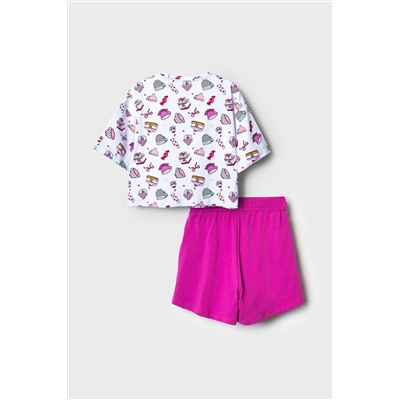 Комплект трикотажный для девочек: фуфайка (футболка), шорты PLAYTODAY, 1239772