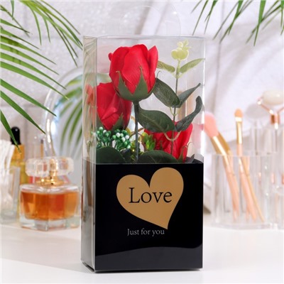 Мыльные розы в коробке, красные, набор 3 шт.