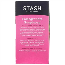 Stash Tea, Green Tea & Matcha, Pomegranate Raspberry, 18 Tea Bags, 1.2 oz (36 g)