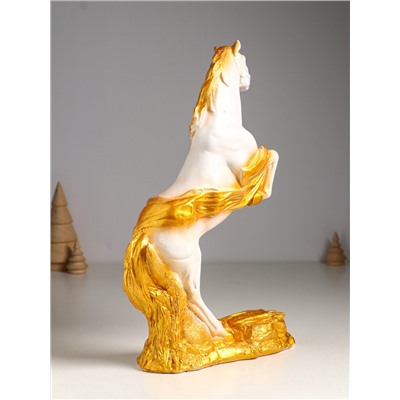 УЦЕНКА Фигура "Победоносный конь" 34х22х9 см, белый с золотом