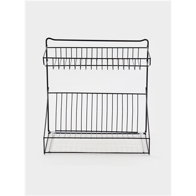 Посудосушитель настольный с поддоном, 38.5×38.5×24 см, черный