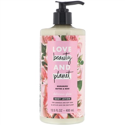 Love Beauty and Planet, Delicious Glow, лосьон для тела, с маслом мурумуру и розой, 400 мл (13,5 жидк. унции)